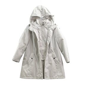 HFX Hooded Parka Jacket Womens Large White Water Resistant Wind Resistant Travel
